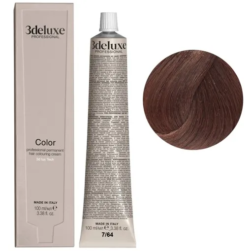 7/64 блондин червоно-мідний Фарба для волосся, 100 мл Permanent Hair Color 3Deluxe Professional