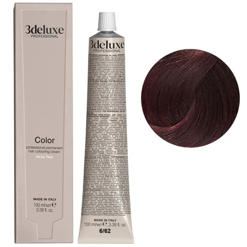 6/62 темний блондин червоно-фіолетовий Фарба для волосся, 100 мл Permanent Hair Color 3Deluxe Professional