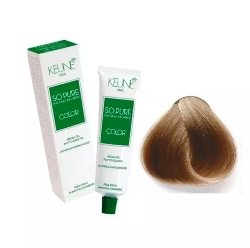 8 Світлий блондин натуральний Фарба для волосся перманентна без аміаку, 60 мл SO PURE Color KEUNE