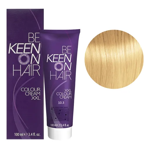 10/3 ультрасвітлий блондин золотистий Стійка крем-фарба для волосся, 100 мл Colour Cream XXL KEEN