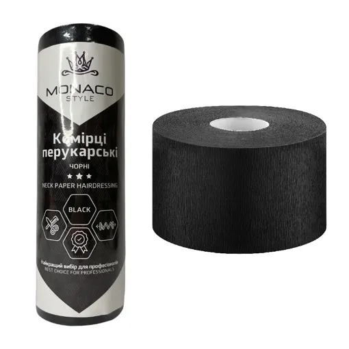 Комірець захисний для перукарів еластичний, паперовий, (100 шт/рул), колір: ЧОРНИЙ ETTO/Monaco Style