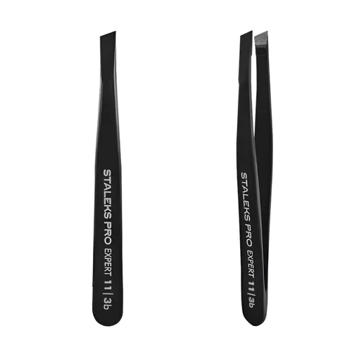 Пінцет для брів "ЧОРНИЙ" EXPERT 11 TYPE 3b (широкий скошений) TE-11/3b STALEKS PRO