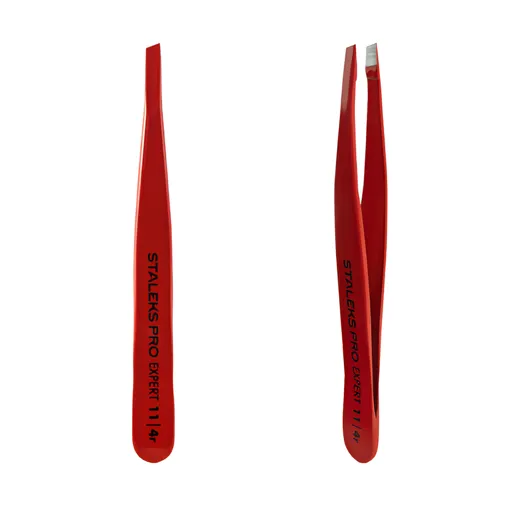 Пінцет для брів "ЧЕРВОНИЙ" EXPERT 11 TYPE 4r (вузький скошений) TE-11/4r STALEKS PRO