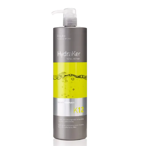 Шампунь безсульфатний з кератином для відновлення та зволоження волосся, 1000 мл Keratin Shampoo K12 HydraKer Total Repair ERAYBA