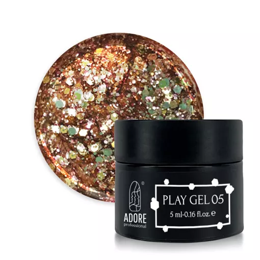 ADORE Play Gel Глітер-гель для дизайну нігтів 5мл №05 Рожеве золото 