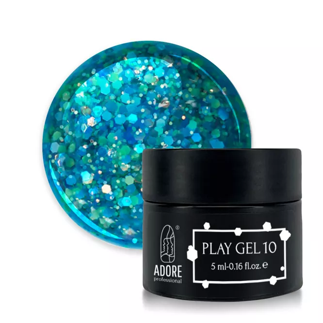 ADORE Play Gel Глітер-гель для дизайну нігтів 5мл №10 Бірюзовий