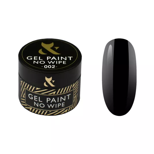 F.O.X Gel Paint No Wipe Гель фарба без липкого шару 5мл №002 Чорна 