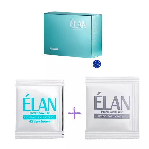Гель-фарба для брів та вій з окислювачем №02, колір: Темно-коричневий (Dark brown), (5г+5г) ELAN Professional Line 