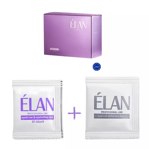 Гель-фарба для брів та вій з окислювачем №01, колір: Чорний (Black), (5г+5г) ELAN Professional Line 