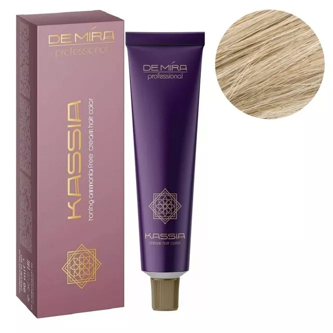 10/01 платиновий блондин натурально-попелястий Крем-фарба тонувальна для волосся без аміаку, 90мл  Cream hair color KASSIA DEMIRA Professional