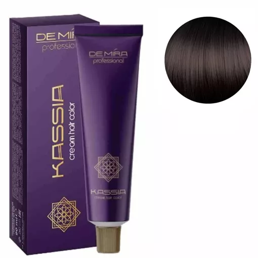 4/0 середньо-каштановий натуральний Крем-фарба для волосся перманентна, 90мл Cream hair color KASSIA DEMIRA Professional