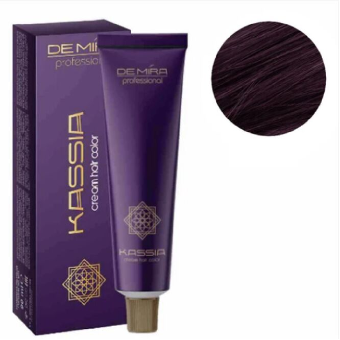 4/55  середньо-каштановий червоний інтенсивний Крем-фарба для волосся перманентна, 90мл Cream hair color KASSIA DEMIRA Professional