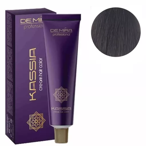 4/71 середньо-каштановий коричнево-попелястий Крем-фарба для волосся перманентна, 90мл Cream hair color KASSIA DEMIRA Professional