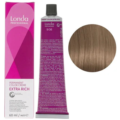 9/36 дуже світлий блондин золотисто-фіолетовий Стійка фарба для волосся, 60 мл Permanent Color Londa Professional