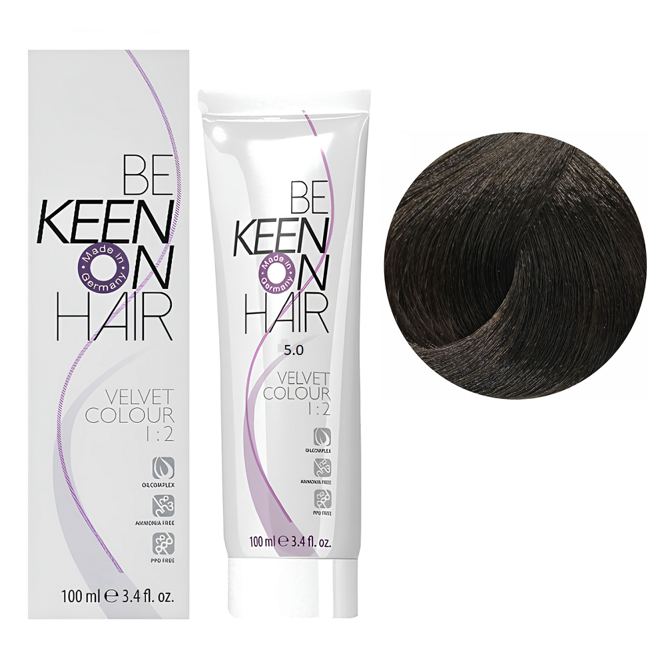 5/0 шатен Перманентна крем-фарба без аміаку, 100 мл VELVET COLOUR KEEN