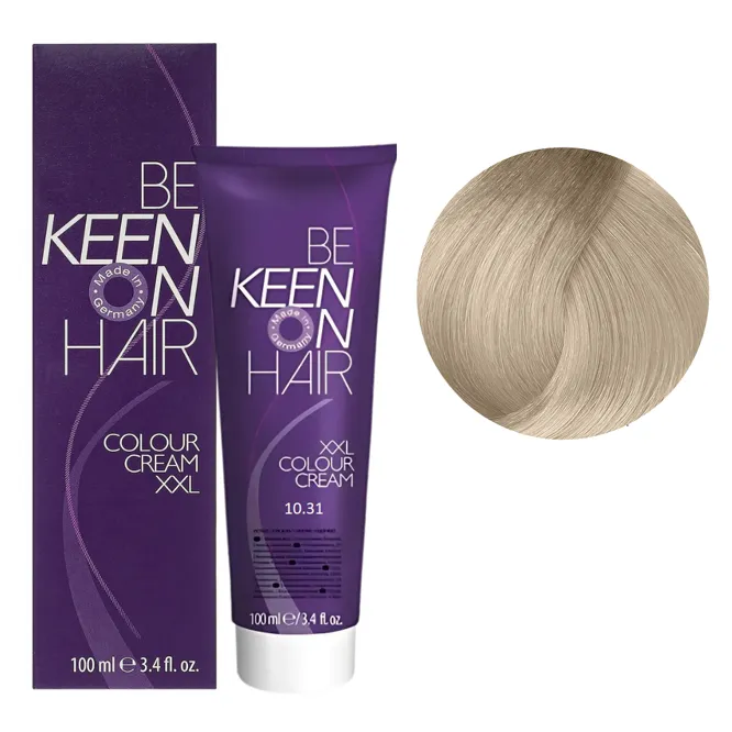 10/31 ультрасвітлий блондин золотисто-попелястий Стійка крем-фарба для волосся, 100 мл Colour Cream XXL KEEN