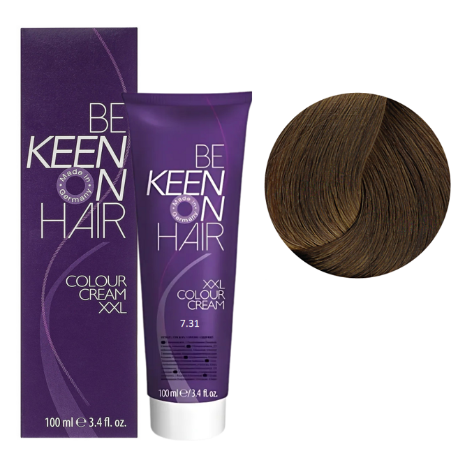 7/31 блондин золотисто-попелястий Стійка крем-фарба для волосся, 100 мл Colour Cream XXL KEEN