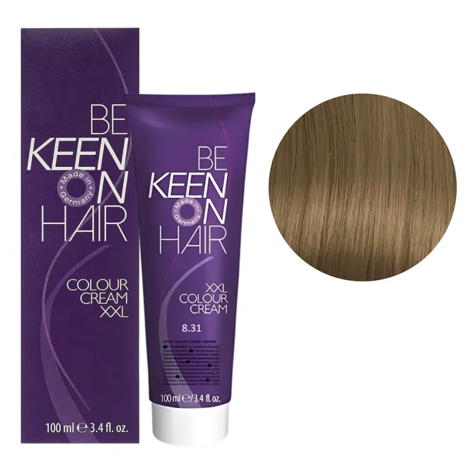 8/31 світлий блондин золотисто-попелястий Стійка крем-фарба для волосся, 100 мл Colour Cream XXL KEEN