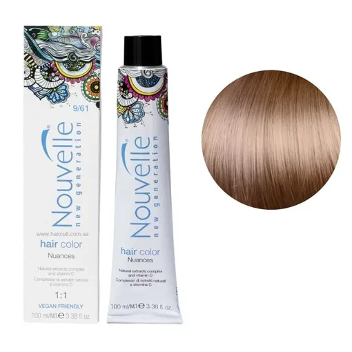 9/61 попелястий блондин Фарба для волосся перманентна, 100мл Permanent Hair Color Nouvelle