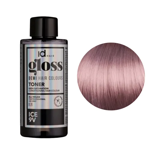 9V (9/8) Ice Деміперманентна рідка фарба для волосся без аміаку, 75 мл Demi Hair Colours TONER GLOSS ID Hair