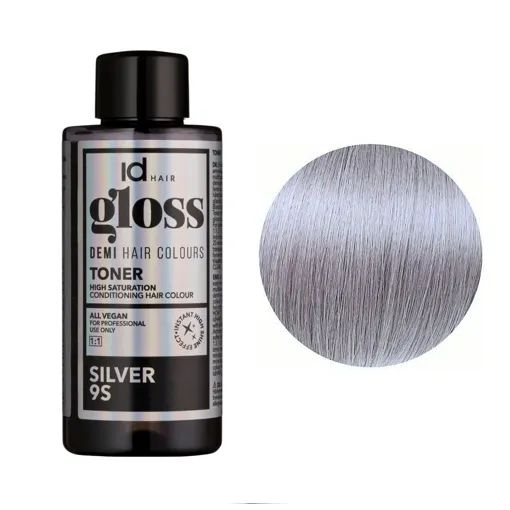 9S (9/11) Silver Деміперманентна рідка фарба для волосся без аміаку, 75 мл Demi Hair Colours TONER GLOSS ID Hair