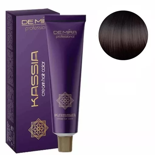 4/75 середньо-каштановий коричнево-червоний Крем-фарба для волосся перманентна, 90мл Cream hair color KASSIA DEMIRA Professional