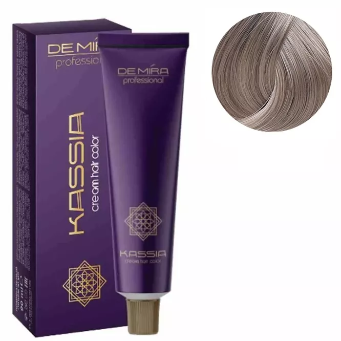9/16  дуже світлий блондин попелясто-фіолетовий Крем-фарба для волосся перманентна, 90мл Cream hair color KASSIA DEMIRA Professional
