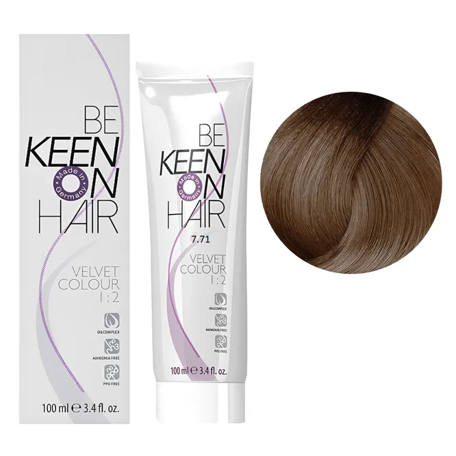 7/71 блондин каштаново-попелястий Перманентна крем-фарба без аміаку, 100 мл VELVET COLOUR KEEN