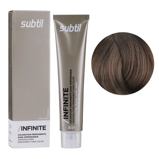 8/21 світлий блондин перламутрово-попелястий Безаміачна стійка крем-фарба для волосся, 60 мл Permanent Hair Color INFINITE SUBTIL