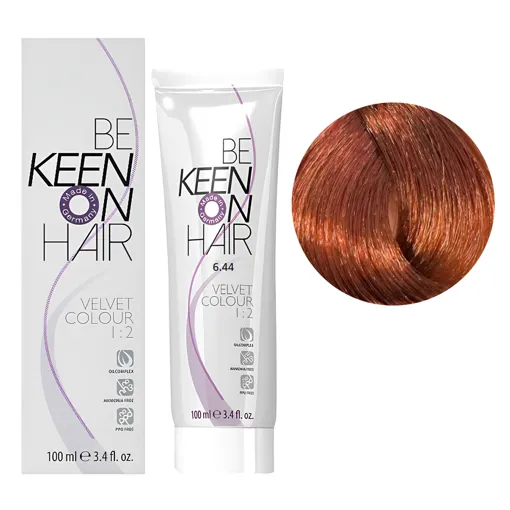 6/44 темний блондин інтенсивно-мідний Перманентна крем-фарба без аміаку, 100 мл VELVET COLOUR KEEN
