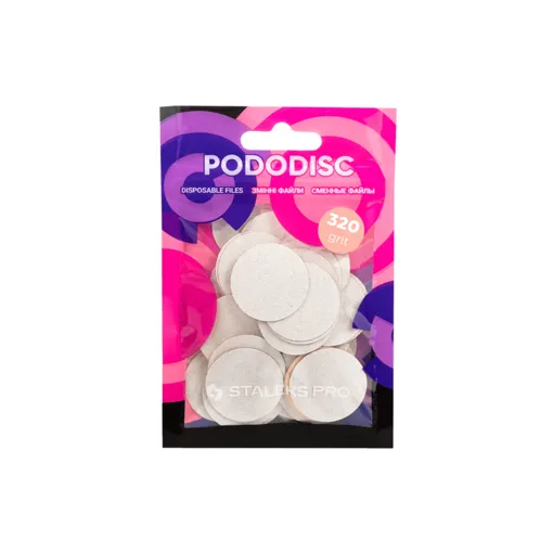 Змінні файли БІЛІ для педикюрного диска 320 грит EXPERT PODODISC "L" (50 шт) PDF-25-320w STALEKS PRO