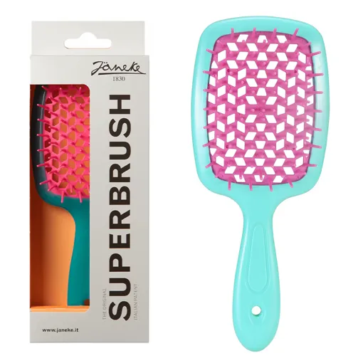 Щітка для волосся продувна ( колір: Бірюзовий з рожевою серединкою ) TURQUOISE PINK Standart SUPERBRUSH Janeke
