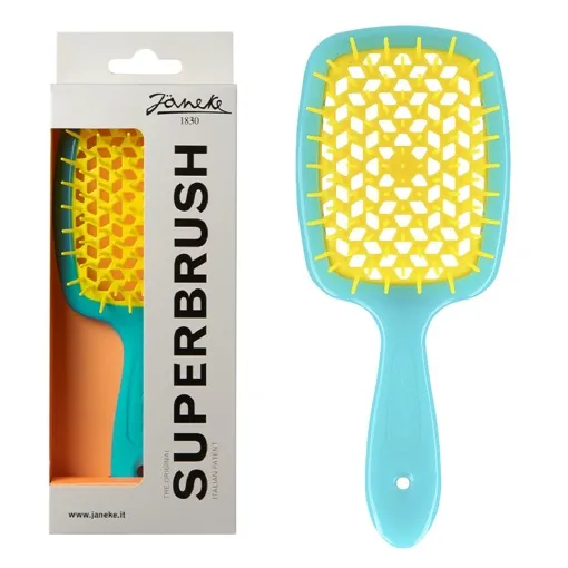 Щітка для волосся продувна ( колір: Бірюзовий з жовтою середикою ) TURQUOISE YELLOW Standart SUPERBRUSH Janeke 