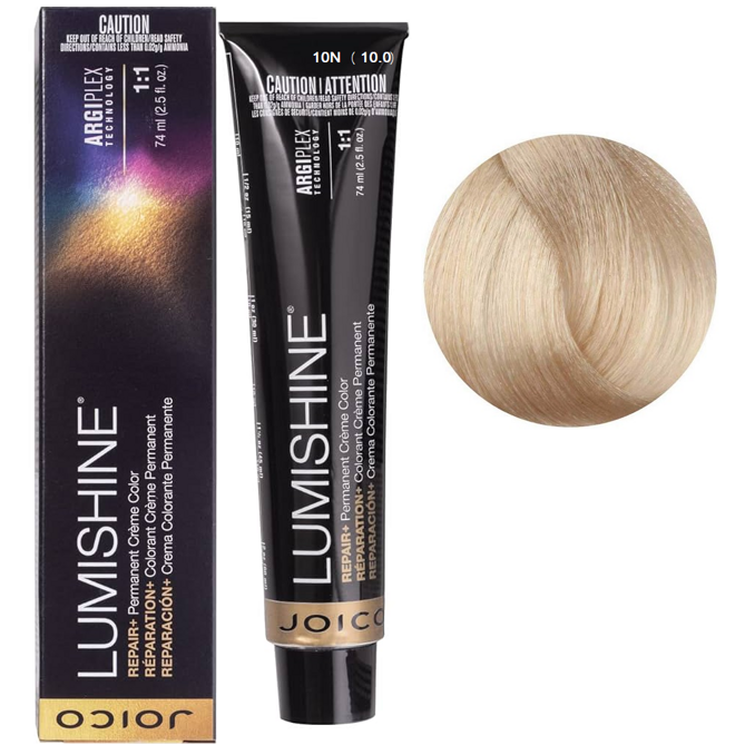 10N (10,0) Перманентна крем-фарба для волосся, 74 мл Permanent Creme Color Repair+ LumiShine JOICO