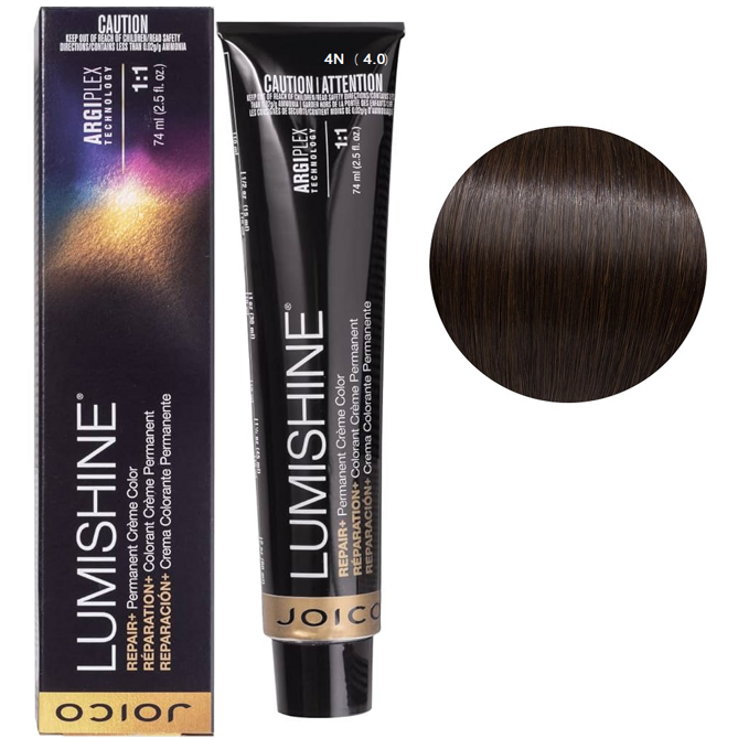 4N (4,0) Перманентна крем-фарба для волосся, 74 мл Permanent Creme Color Repair+ LumiShine JOICO