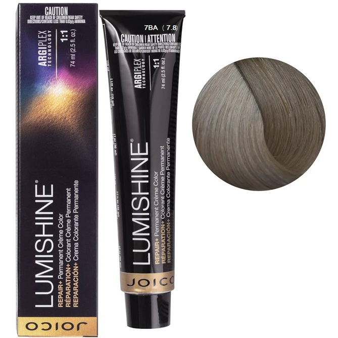 7BA (7,8) Перманентна крем-фарба для волосся, 74 мл Permanent Creme Color Repair+ LumiShine JOICO