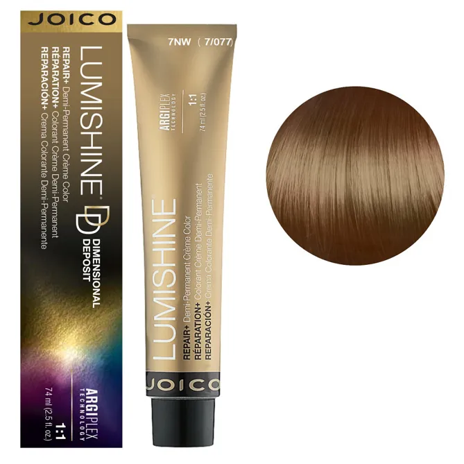 7NW (7/077) Деміперманентна крем-фарба без аміаку подвійної пігментаціїї, 74 мл Demi-Permanent Color Dimensional Deposit LumiShine  JOICO