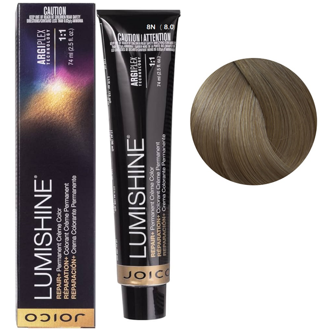 8N (8,0) Перманентна крем-фарба для волосся, 74 мл Permanent Creme Color Repair+ LumiShine JOICO