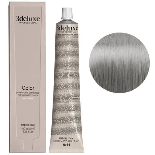 9/11 дуже світлий блондин інтенсивний попелястий Фарба для волосся, 100 мл Permanent Hair Color 3deluxe Professional