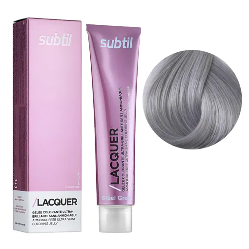 Сірий сталевий (GRIS ACIER) Безаміачна тонувальна гелева фарба на кислотній основі, 60 мл LACQUER SUBTIL