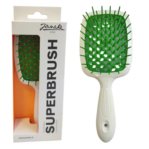 Щітка для волосся продувна ( колір: Білий з оливковою серединкою ) WHITE GREEN Standart SUPERBRUSH Janeke 