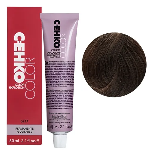 5/37 Світлий шатен золотисто-коричневий Стійка перманентна крем-фарба для волосся, 60 мл Permament Hair Color EXPLOSION C:EHKO