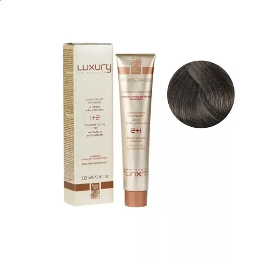 7/111 Середній блондин попелястий екстра інтенсивний Крем-фарба для волосся з білим чаєм та екстрактом орхідеї, 100 мл LUXURY Haircolor GREEN LIGHT