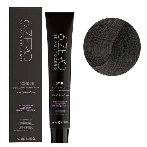 3/18 Крем-фарба для волосся стійка, 100мл  Hair Color Cream KROMSIDE 6.ZERO Seipuntozero