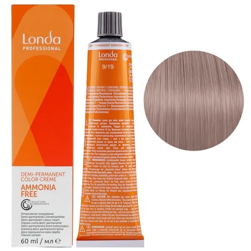 9/19 дуже світлий блондин сандре попелястий Демі-перманентна фарба без аміаку, 60 мл Demi-Permanent Color Londa Professional