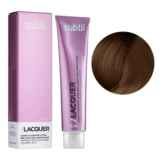 6/34 темний блондин золотисто-мідний Безаміачна тонувальна гелева фарба на кислотній основі, 60 мл LACQUER SUBTIL