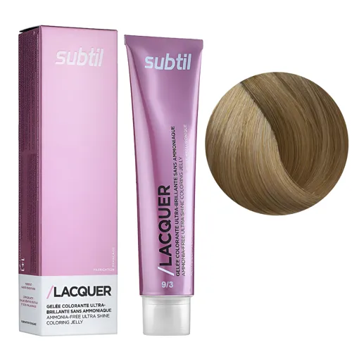 9/3 дуже світлий блондин золотистий Безаміачна тонувальна гелева фарба на кислотній основі, 60 мл LACQUER SUBTIL