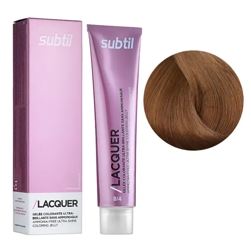 8/4 світлий блондин мідний Безаміачна тонувальна гелева фарба на кислотній основі, 60 мл LACQUER SUBTIL