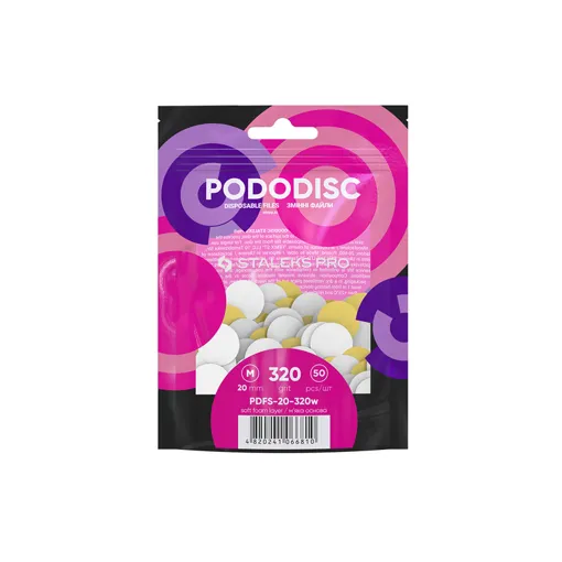 Змінні файли БІЛІ для педикюрного диска на м`якій основі 320 грит EXPERT PODODISC "M" (50 шт) PDFS-20-320w STALEKS PRO