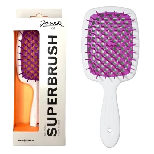 Щітка для волосся продувна ( колір: Білий з фіолетовою серединкою ) WHITE VIOLET Standart SUPERBRUSH Janeke 